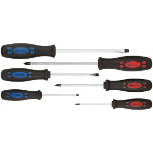 Отвертки ""Стандарт"", CrV сталь, магнитный наконечник, двухцветная прорезиненная ручка, набор 6 шт 56018