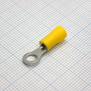 RV1.25-3.2  Yellow, наконечник кабельный кольцевой с изоляцией d=3.2мм, сеч. пров.0.5-1.5мм2