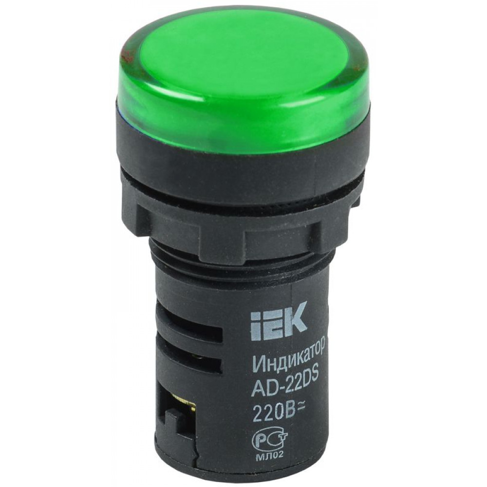 Изображение товара Лампа светосигнальная AD22DS d22мм 230В AC зеленая IEK Изображение товара Лампа светосигнальная AD22DS d22мм 230В AC зеленая IEK