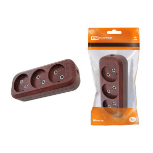 Колодка розеточная 3 гнезда 2П б/з 10А 250В "Эко" (бук) SQ1806-0061