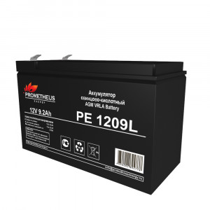 PE1209L, Аккумулятор свинцово-кислотный 12V 9.2Ah, размер 151х64х94мм, плоская клемма 6.3мм, срок службы 10 лет