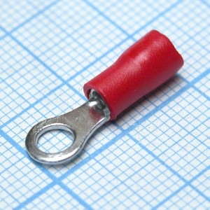 RV1.25-4S  Red, наконечник кабельный кольцевой с изоляцией d=4.3мм, сеч. пров.0.5-1.5мм2