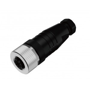 Розеточный разъем M12A05FPSFWSR608001, Розеточный разъем на кабель, 5 полюсов, M12, прямой, A-Code, диаметр кабеля: 6,0-8,0 мм, 4А, 60V, корпус из пластика, резьбовое соединение: цинк