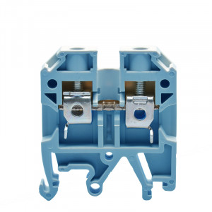 Проходная клемма JUT2-6-BE, Проходная клемма, тип фиксации провода: винтовой, номинальное сечение: 6 мм кв., 32A, 800V, ширина: 8,2 мм, цвет: синий, тип монтажа: DIN35