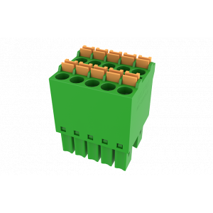Розеточный разъем на кабель MC-DRF3.5H08P-0001, Розеточный разъем, прямой, 2 этажа, на кабель, шаг: 3.5 мм, 8x2 полюсов, фиксация провода Push-in, исполнение: стандартное, 160V, 8A, цвет: зеленый