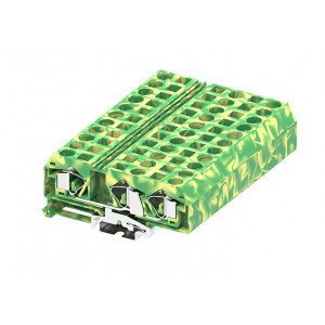 Заземляющая клемма 216957, Заземляющая клемма, 3 точки подключения, тип фиксации провода: пружинный, номинальное сечение: 16 мм кв., ширина: 12 мм, цвет: желто-зеленый, тип монтажа: DIN35