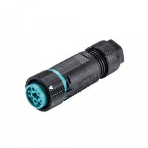 Розеточный разъем на кабель RST16I5 S B1 ZW3S A TB, Розеточный разъем на кабель диаметром 7,1-13 мм, 5 полюсов, тип фиксации провода: винтовой, номинальные характеристики: 250V, 16A, цвет корпуса: черный, цвет контактной вставки: бирюзовый, серия RST MINI