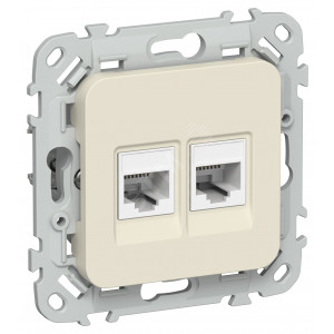 FLITE Розетка 2-местная компьютерная RJ45 категория 5Е UTP РК5е-2-0-ФлСл сливочный IEK FI-K22-1-K86