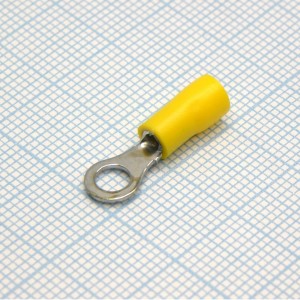 RV1.25-4S  Yellow, наконечник кабельный кольцевой с изоляцией d=4.3мм, сеч. пров.0.5-1.5мм2