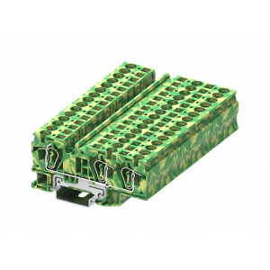 Заземляющая клемма TC6-3-PE, Заземляющая клемма, 3 точки подключения, тип фиксации провода: пружинный, номинальное сечение: 6 мм кв., ширина: 8,2 мм, цвет: желто-зеленый, тип монтажа: DIN35