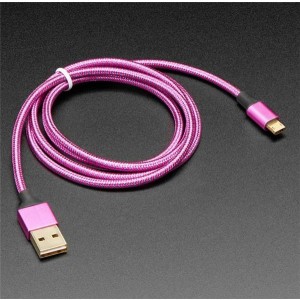 4111, Принадлежности Adafruit  Fully Reversible Pink/Purple USB A to micro B Cable - 1m long