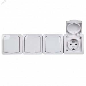 Розетка 4-м ОП Гермес Plus РСб24-3-ГПБб 16А IP54 с заземл. с крышкой бел. ERMP42-K01-16-54-EC