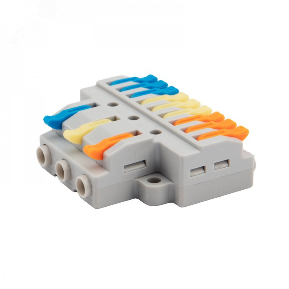 Изображение товара Клемма СМК 3х3 проходная разветвительная 3 полюса монтажная площадка Rexant 07-5232