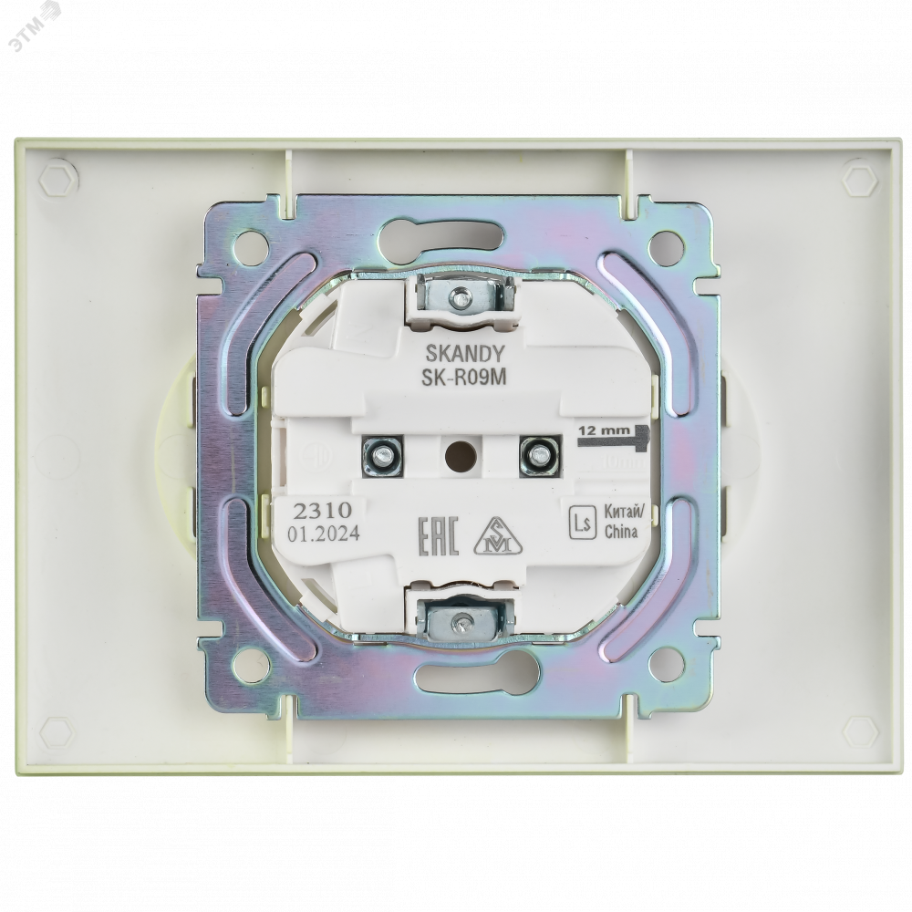 Изображение товара Розетка 2-местная без заземления с защитными шторками IEK SK-R09G, 10А, IP20, зеленая