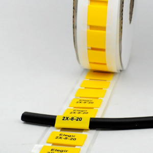 Маркер плоский MFSS-2X-8-20-Y, Маркер термоусадочный, для маркировки и изоляции проводов и кабелей, длина 20 мм, диаметр провода: 4 - 8 мм, цвет желтый, для принтера: RT200, RT230, в упаковке 500 маркеров