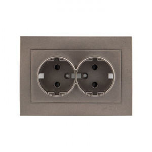 Валенсия лицевая панель розетки 2-местной с/з 16А графит с защ. штор. PROxima ESR16-L-128-60