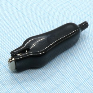 AG-125S-C-104/B, Зажим "Крокодил" с изолятором (черный), 25А, 65мм