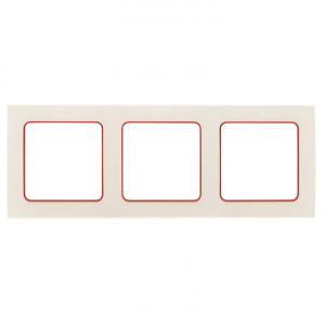Стокгольм Рамка 3-местная белая с линией цвета красный PROxima EAM-G-304-10