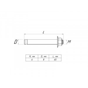 Болт анкерный с гайкой М6/8х65 abgm8x65