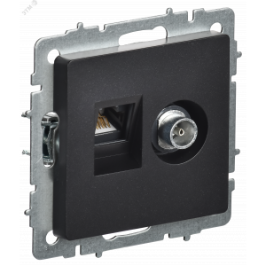 Розетка компьютерная + телевизионная 2-м Brite РТВ/РК12-БрЧ RJ45 кат.5E + TV черн. BR-AK20-1-K02