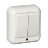 ПРИМА О/У 2-клавишный ВЫКЛЮЧАТЕЛЬ с подсвет. 6А 250В, БЕЛЫЙ, A56-007-BI