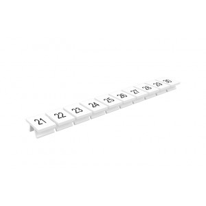 Маркировка (полоска) 310801/21...30, Маркировочные шильдики, для клемм сечением 10 мм.кв., боковая, 10 шильдиков, нанесенные символы: 21...30, с горизонтальным расположением, размер шильдика: 10 x 10,6 мм, цвет: белый