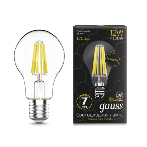 102802112 Лампа Gauss LED Filament Graphene A60 E27 12W 2700К 1/10/40 (кр.10шт)