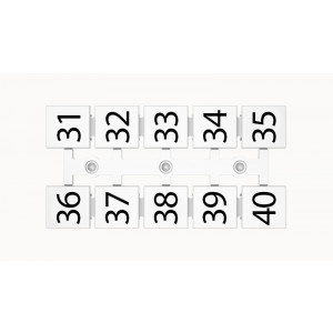Маркировка (полоска) ZT12-10P-19-20Z(H), Кассета с маркировочными шильдиками, для клемм сечением 16 мм.кв., верхняя, 5x2 шильдиков, нанесенные символы: 31...40, с горизонтальным расположением, размер шильдика: 11 x 10,8 мм, цвет: белый