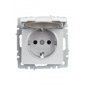 Розетка BRITE РСбш10-3-БрА 16А IP20 с заземл. защ. шторки с крышкой алюм. BR-R16-16-K47