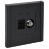 FORTE&PIANO Розетка двойная TV+RJ45 кат.6 FP137 черный IEK FP-AK20-2-K02