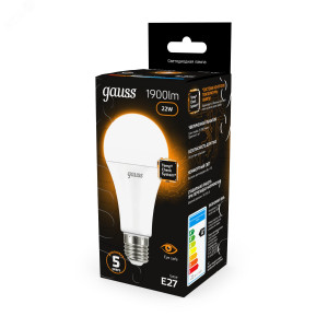 Лампа светодиодная Black 22Вт A70 грушевидная 3000К тепл. бел. E27 1900лм 102502122