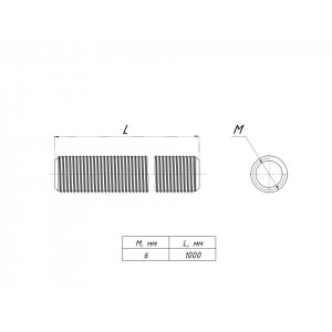 Шпилька резьбовая М6x1000 DIN 975 EKF
