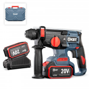 Перфоратор аккумуляторный HB-20-24 серия ПРОФИ, Перфоратор аккумуляторный 20V бесщеточный с максимальным размером оснастки SDS-Plus до 24 мм, 2 аккумуляторные батареи: Li-ion, 20 В/4Ач, зарядное устройство, кейс