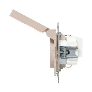 Механизм розетки, 16А, IP44, с заземлением, со шторками, c крышкой, кремовый Эпика EKF UP1-SOI-111-44