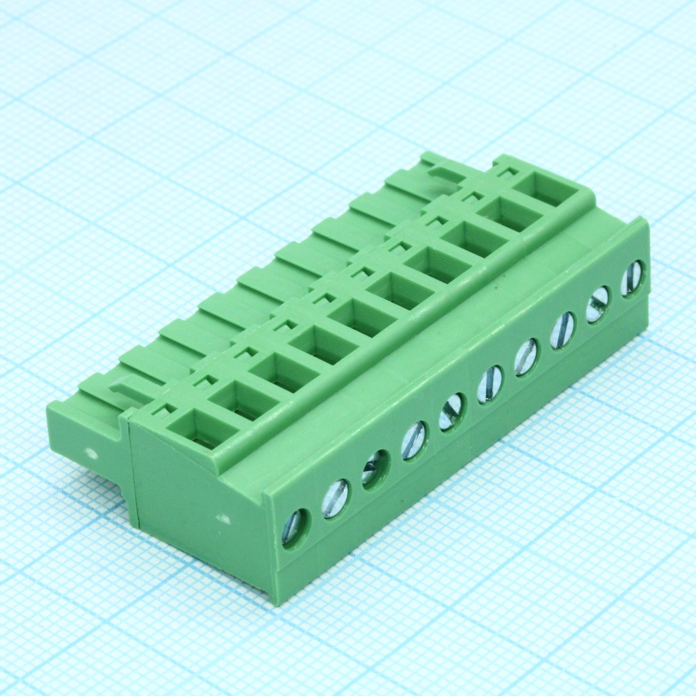 Изображение товара Клеммный блок 10 контактов, шаг 5.08 мм, ток до 15 А