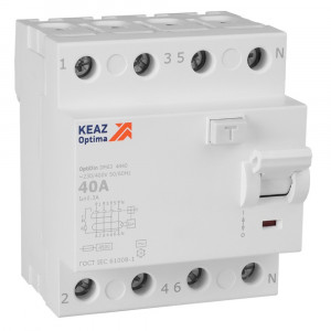 Выключатель дифференциального тока (УЗО) без защиты от сверхтоков 4П 40А 300мА AС 4,5кА OptiDin DM63-4440-AC-4,5-УХЛ4 343904