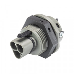 Вилочный разъем в панель RST25I3S S1 M01V BG03, Вилочный разъем в панель, М25, 3 полюса, тип фиксации провода: винтовой, номинальные характеристики: 250V, 25A, цвет корпуса: черный, цвет контактной вставки: серый, серия RST Classic