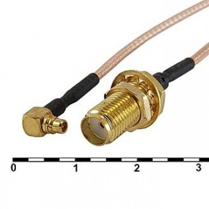 MMCX-M/SMA-F RG-178U 15CM, Разъем высокочастотный, кабельная сборка RG178U MMCX штекер - SMA гнездо, длина 15 см