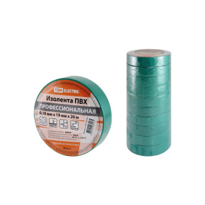 Изолента ПВХ профессиональная 0,18х19мм Зеленая 20м SQ0526-0064