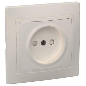 РСш10-2-ККм Розетка 1местн. без з/к с защ.штор. 10А КВАРТА (кремовый) ERK10-K33-10-DM