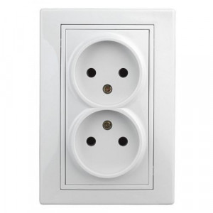 Розетка 2-м СП Plano 1-204-01 16А IP20 250В 2х2P бел. Б0053904