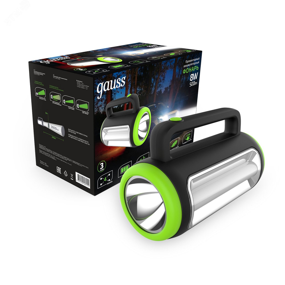 Изображение товара Фонарь прожекторный GFL603 8W 500lm LED с сенсорным диммированием