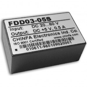 FDD03-12S2, DC-DC, 3Вт, вход 18…36В, выход 12В/250мА, изоляция 1500В DC, корпус DIP24, 31.8х20.3х12.7мм, -40°С…+71°С