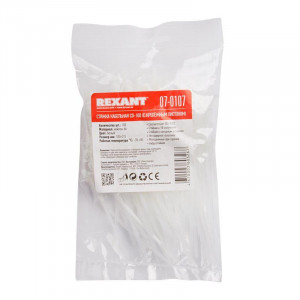 Хомут кабельный 2.5х100 P6.6 бел. с крепежным пистоном (уп.100шт) 07-0107