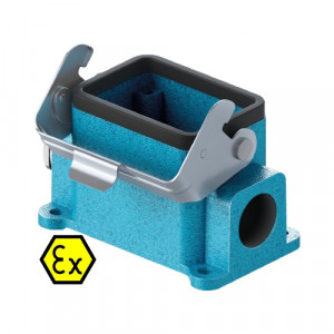 Закрытое основание разъема EX EX GUT GM 6 M20 09IA Z0, Основание разъема на панель, закрытое, типоразмер 6B, взрывозащита, с уплотнителем, 1 кабельный ввод M20x1,5, IP54, с боковым расположением, с одной защелкой, без защитной крышки, материал корпуса: цинковый сплав
