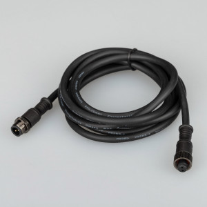 Коннектор NEO-TAIL-R15-2000-CON-MF (BK) 028119, Водонепроницаемый IP67 прямой коннектор для соединения светильников ART-LUMILINE. Цвет черный. Длина 2000мм, сечение 0.75мм2 . Один конец - male коннектор 2pins O15, другой конец- female коннектор 2 pins O15