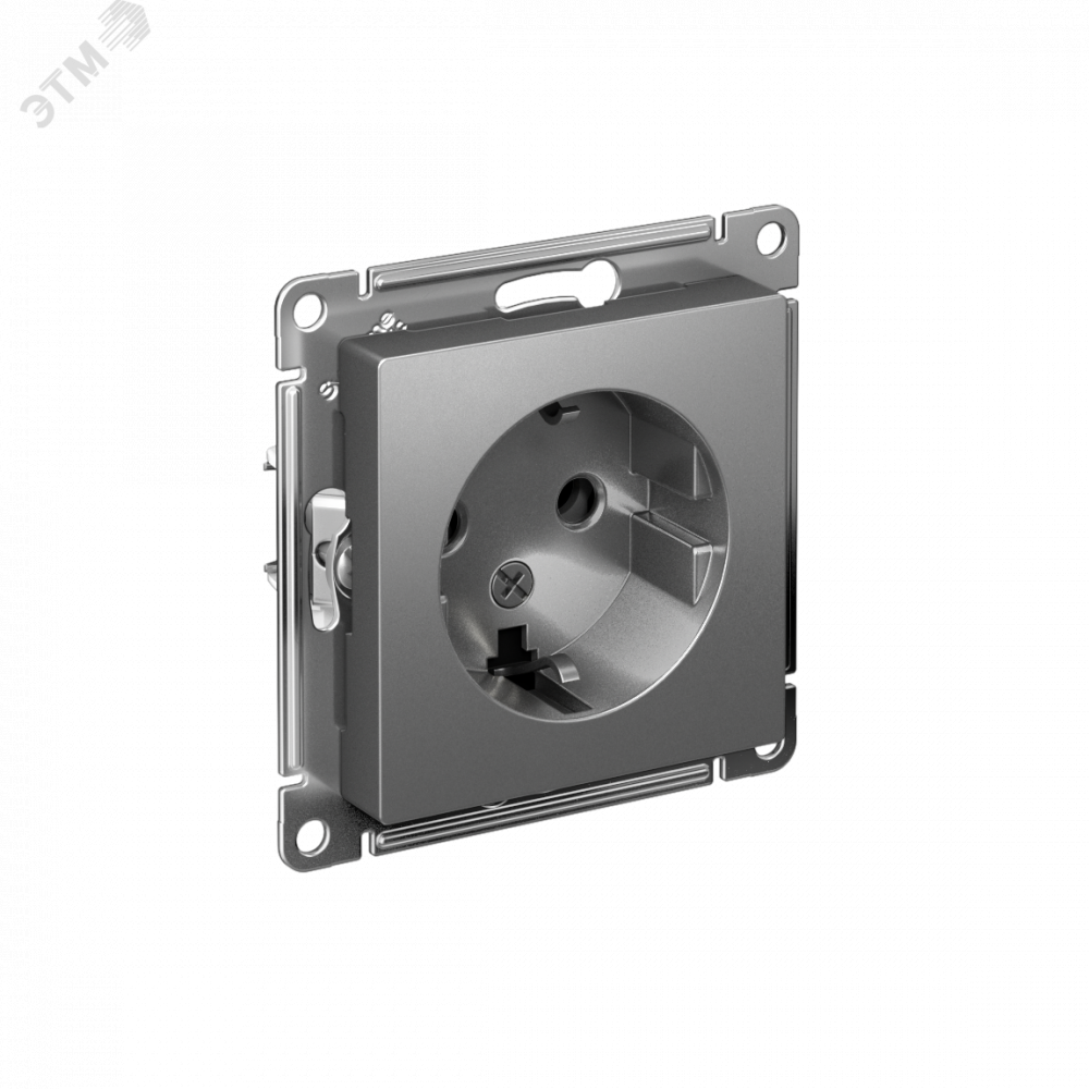 Изображение товара Розетка AtlasDesign 16А IP20 со заземлением скрытый монтаж сталь