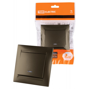 Выключатель 1 кл. с подсветкой 10А бронза "Лама" SQ1815-0704