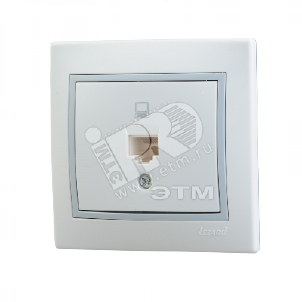 Изображение товара Розетка компьютерная Mira RJ45 бел./сер. 1-м СП 701-0215-139