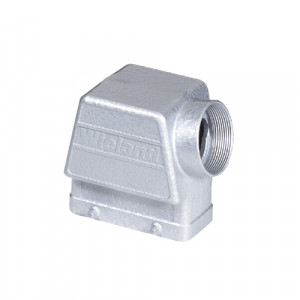 Крышка разъема BAS GOT GA 24XM50 A2, Крышка разъема на кабель, типоразмер 24B, высокое исполнение, без уплотнителя, 1 отверстие с резьбой для кабельных вводов M50x1,5, с резьбовым удлинителем, с боковым расположением, без защелок (упоры для двух защелок), материал корпуса: алюминиевый сплав